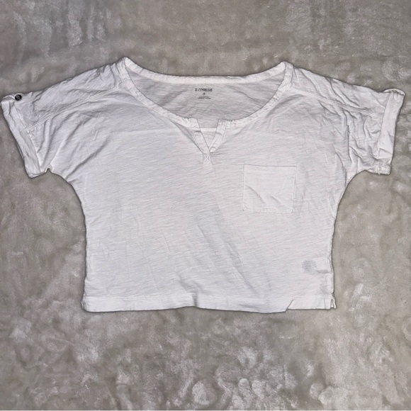 Express White Cropped Tshirt Size Small - Picture 1 of 8
